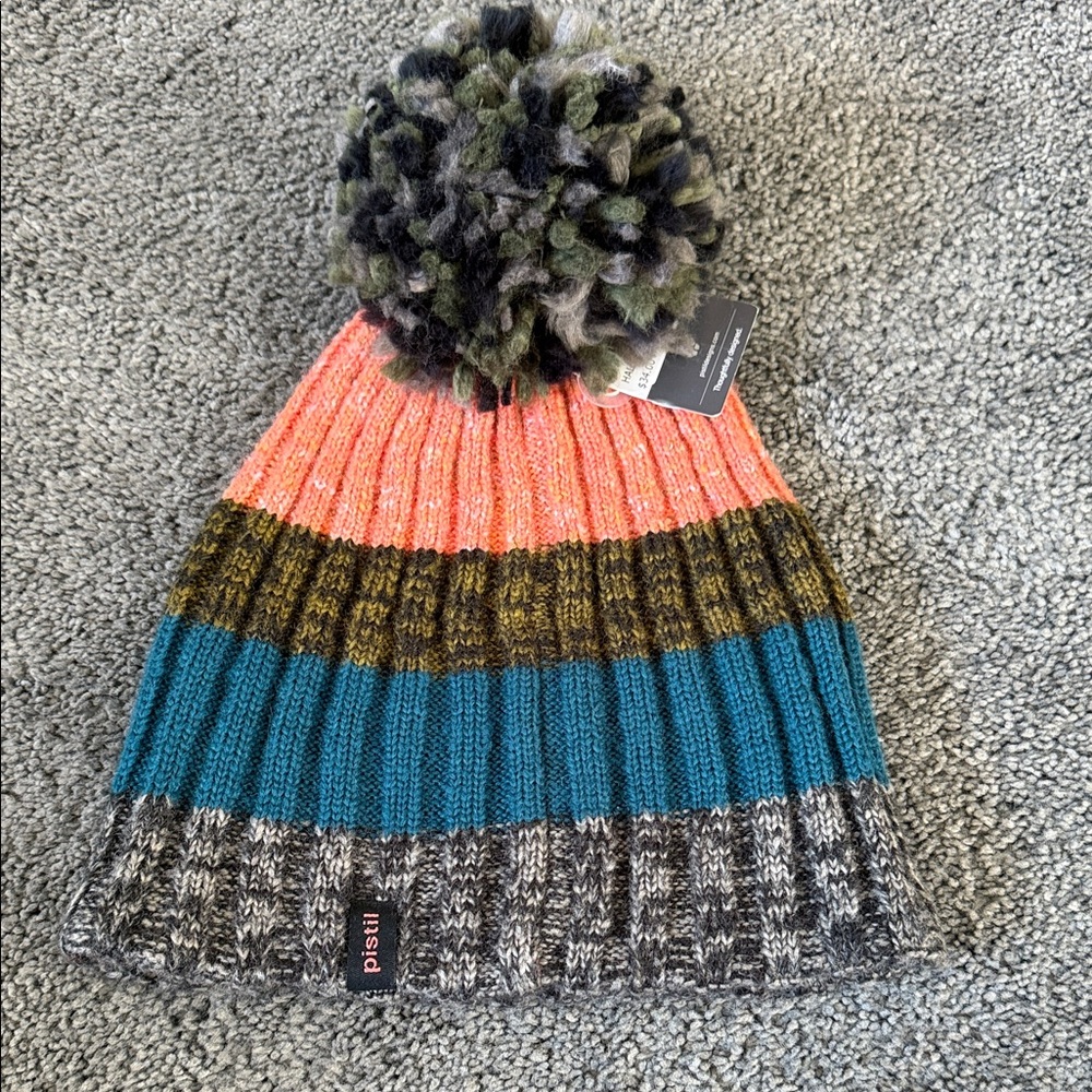 Pistil Colorful Knit Beanie with Pom Pom